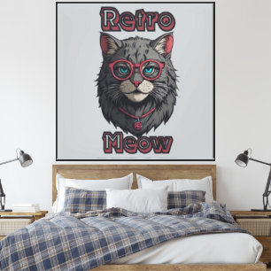 Minimalist Wild Gray Cat Anime Illustration Canvas Print