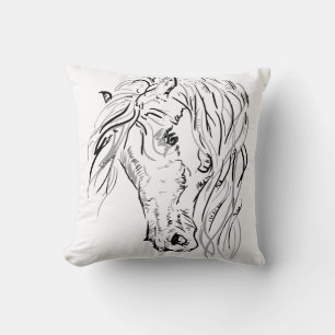 Minimalist Wild Horse Throw Pillow - Artistic Eque