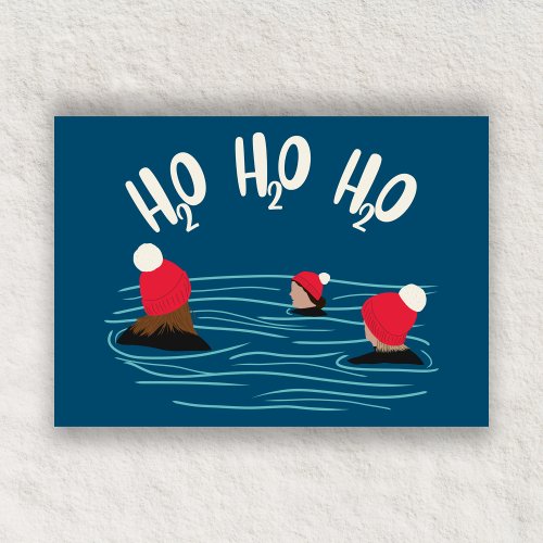 Minimalist wild swimming with friends Christmas Holiday Card