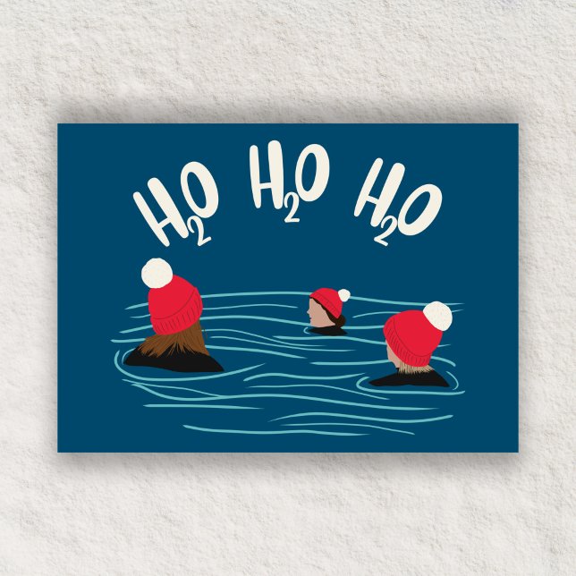 Minimalist wild swimming with friends Christmas Holiday Card (Creator Uploaded)