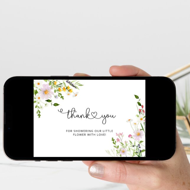 Minimalist wildflower baby shower thank you card (Front Digital)