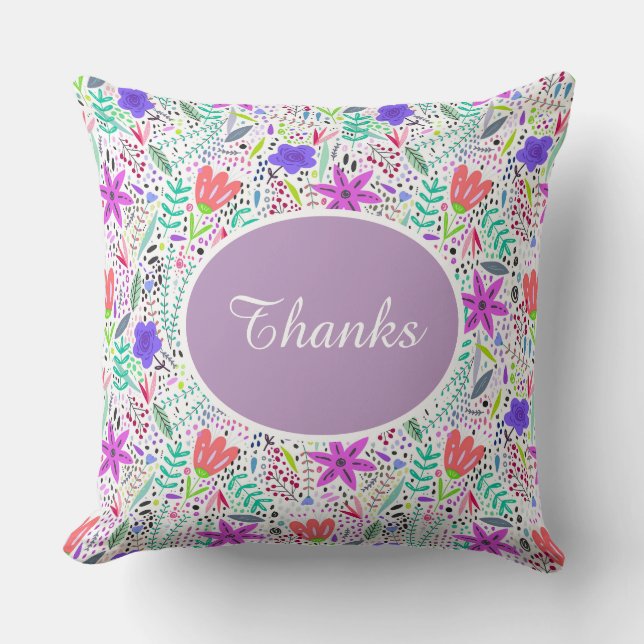Minimalist Wildflower Botanical Throw Throw Pillow (Front)