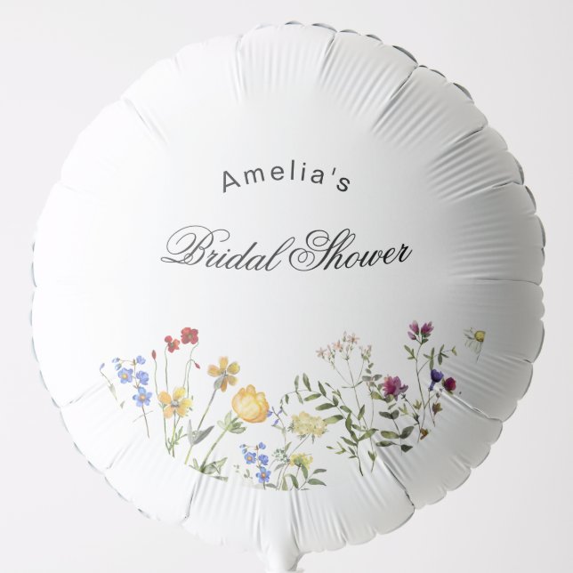 Minimalist Wildflower Bridal Shower Balloon (Front)