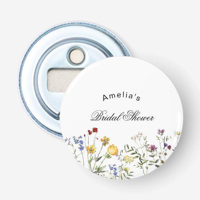 Minimalist Wildflower Bridal Shower Bottle Opener (Front)