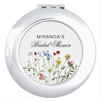 Minimalist Wildflower Bridal Shower Compact Mirror