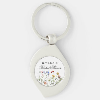 Minimalist Wildflower Bridal Shower Keychain