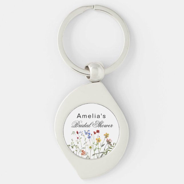 Minimalist Wildflower Bridal Shower Keychain (Front)