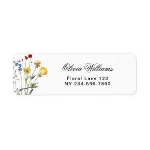 Minimalist Wildflower Bridal Shower Return Label