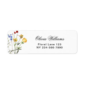Minimalist Wildflower Bridal Shower Return Label