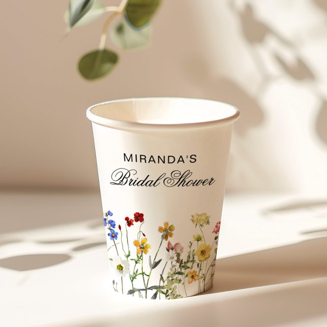 Minimalist Wildflower Bridal Shower Return Paper Cups (Creator Uploaded)