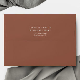 Minimalist Wildflower Burnt Orange Wedding Envelope