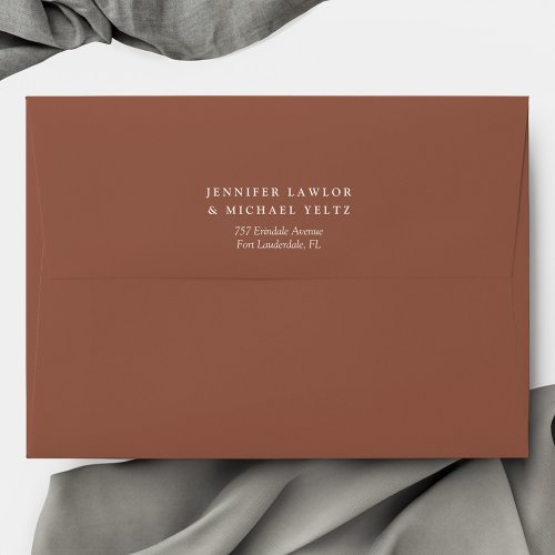 Minimalist Wildflower Burnt Orange Wedding Envelope