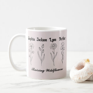 Minimalist Wildflower Custom Kids Name Keepsake Coffee Mug