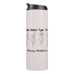Minimalist Wildflower Custom Kids Name Keepsake Thermal Tumbler