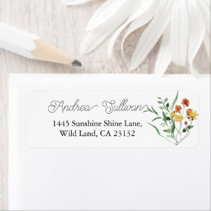 Minimalist Wildflower Green Return Address Label