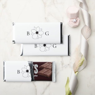 Minimalist Wildflower Hand-Drawn Monogram Wedding Hershey Bar Favors