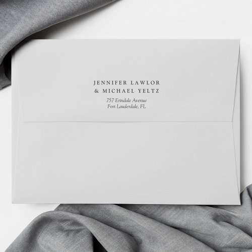 Minimalist Wildflower Light Grey Wedding Envelope