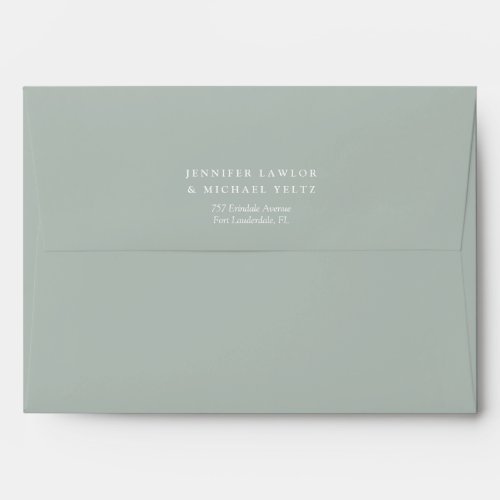 Minimalist Wildflower Light Sage Wedding Envelope