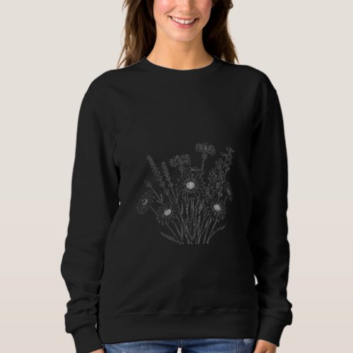 Minimalist Wildflower Line Art - Elegant Botanical Sweatshirt