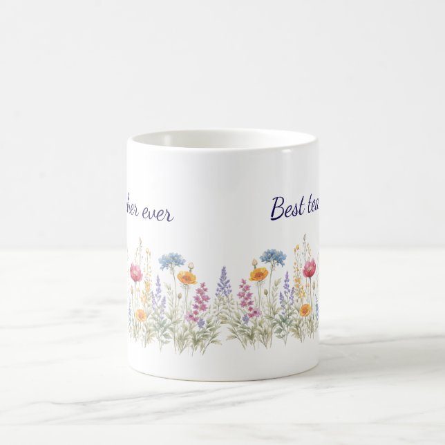 Minimalist Wildflower Meadow Mug, personalised  Coffee Mug (Center)