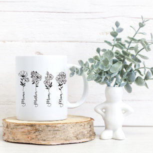 minimalist wildflower mom coffee mug