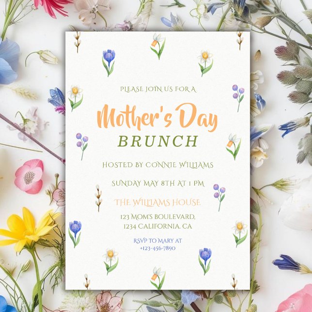 Minimalist wildflower Mother’s Day Brunch Invitation (Creator Uploaded)