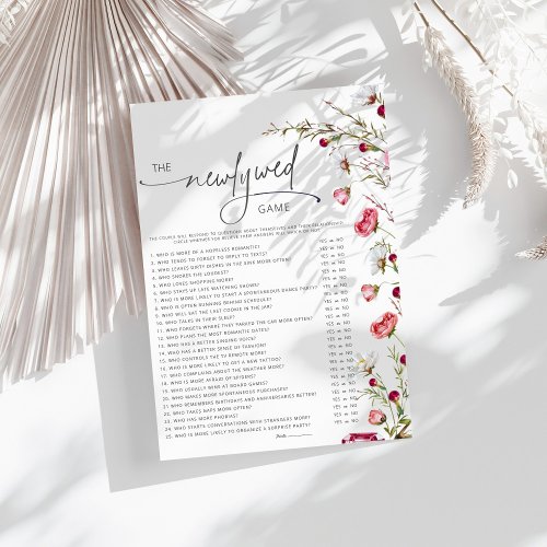 Minimalist Wildflower Newlywed Bridal Shower Game 