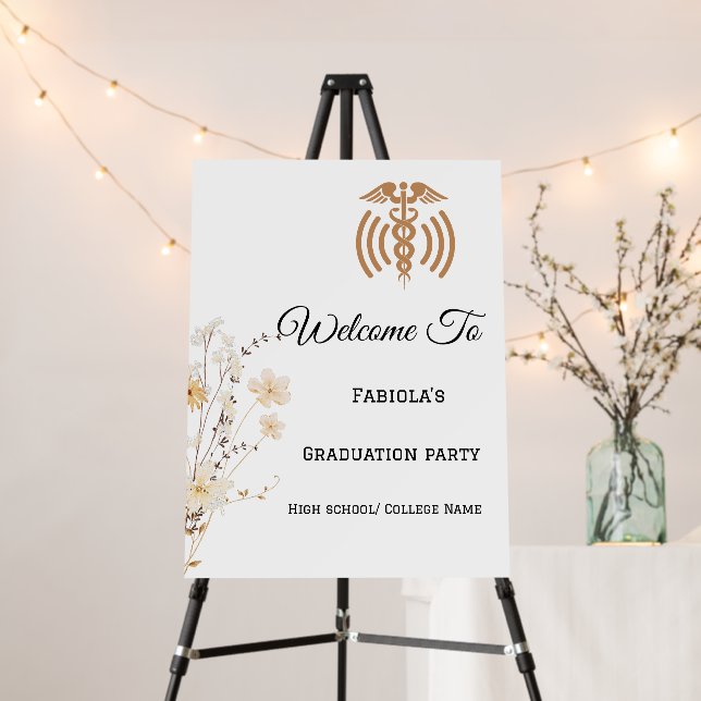 Minimalist Wildflower Nurse Graduation welcome  Foam Board (In Situ (Stand))