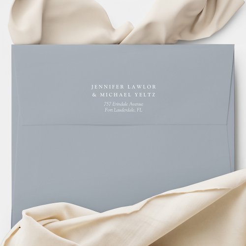 Minimalist Wildflower Pale Blue Wedding Invitation Envelope