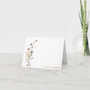 Minimalist Wildflower Personalized Stationery Gift Letterpress Thank You Card