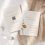 Minimalist Wildflower QR Code All In One Wedding Invitation<br><div class="desc">Minimalist & modern light terracotta script wedding invitation featuring simple wildflower design and  QR code with more detailed information on the back. To make it a perfect all in one wedding invitation.</div>
