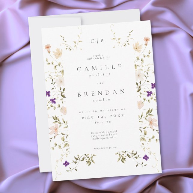 Minimalist Wildflower Romantic Botanical Wedding Invitation (Minimalist Wildflower Romantic Botanical Wedding Invitation)