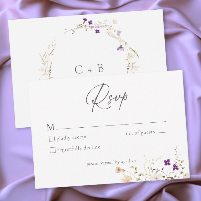 Minimalist Wildflower Romantic Botanical Wedding RSVP Card (Minimalist Wildflower Romantic Botanical Wedding RSVP Card)