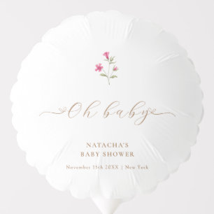 Minimalist Wildflower Script Baby Shower Balloon