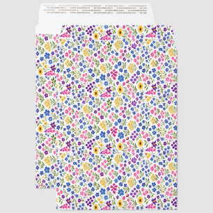Minimalist Wildflower Seamless Pattern on White Envelope Mailers