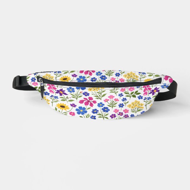 Minimalist Wildflower Seamless Pattern on White  Fanny Pack (Front)