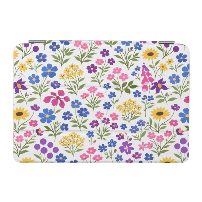 Minimalist Wildflower Seamless Pattern on White  iPad Mini Cover (Horizontal)