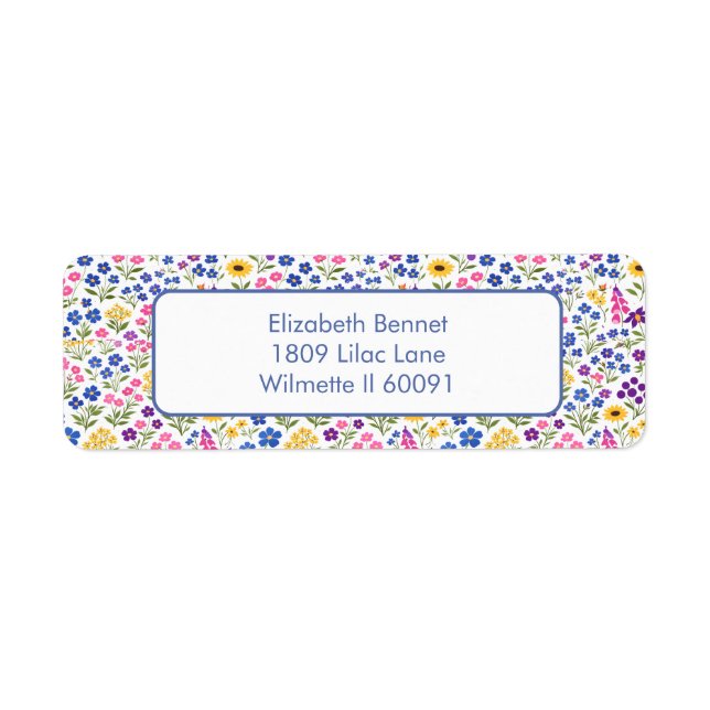 Minimalist Wildflower Seamless Pattern on White  Label (Front)