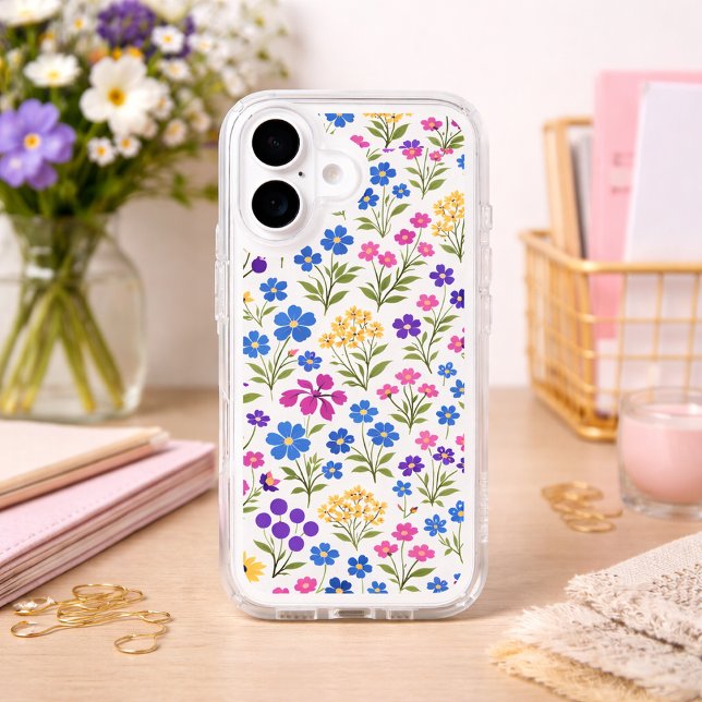 Minimalist Wildflower Seamless Pattern on White  Speck iPhone Case (Creator Uploaded)
