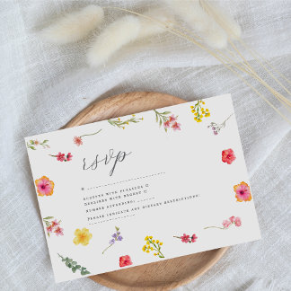Minimalist wildflower- spring botanical wedding  RSVP card