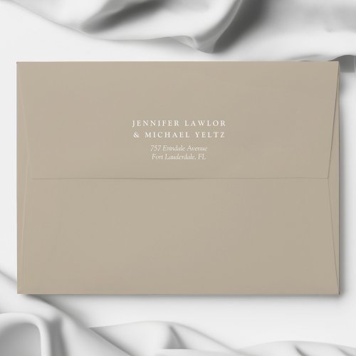 Minimalist Wildflower Taupe Wedding Envelope