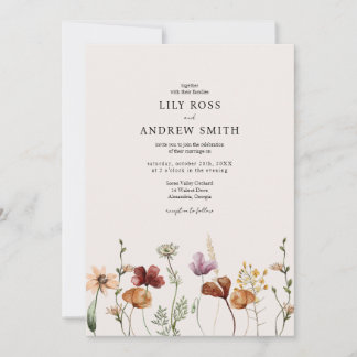 Minimalist Wildflower Wedding Invitation