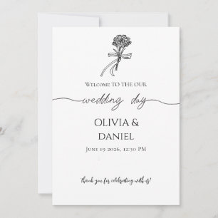 Minimalist Wildflower Wedding Program Card