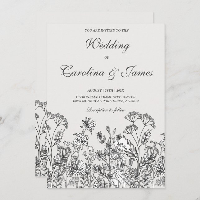 Minimalist Wildflower Wedding Templates (Front/Back)