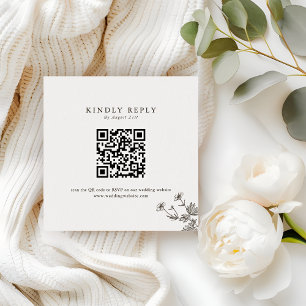 Minimalist Wildflower Wedding Website QR Code RSVP Note Card