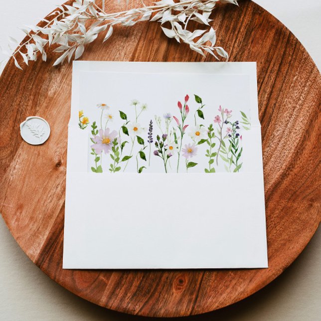 Minimalist wildflowers elegant wedding envelope liner (Creator Uploaded)