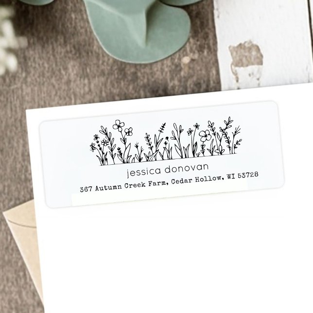 Minimalist Wildflowers Rustic Return Address Label (Minimalist Wildflowers Rustic Return Address Label)