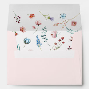Minimalist wildflowers wedding envelope