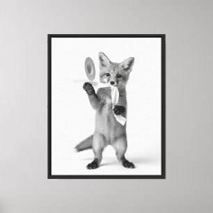 Minimalist Wildlife Fox Holding Toilet Paper Canvas Print