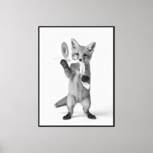 Minimalist Wildlife Funny Fox Holding Toilet Paper Canvas Print